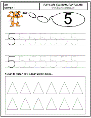 okul öncesi 5 sayısı çizgi çalışması